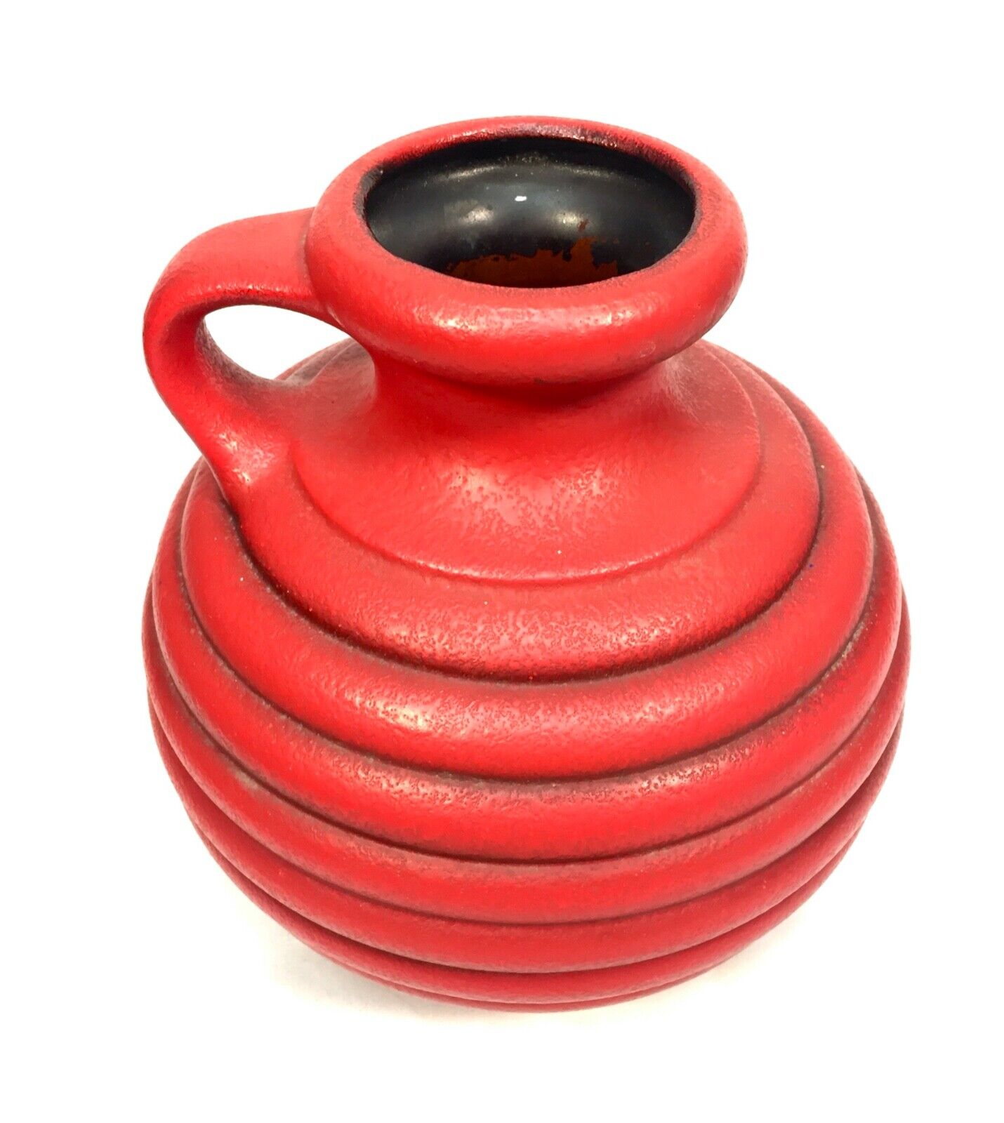 Vintage West German Pottery Fat Vase Carstens Factory / Red / Retro 1970s