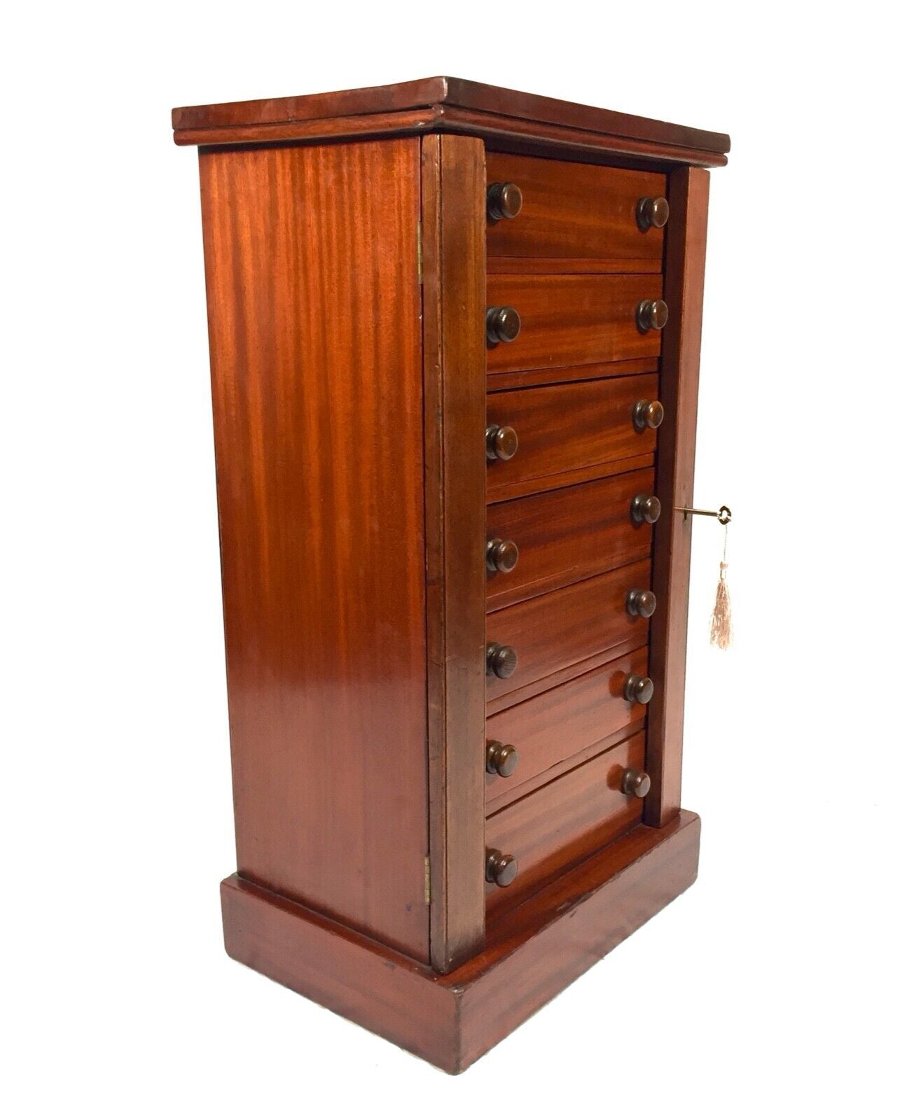 Antique Victorian Mahogany Tabletop Wellington Chest of Drawers / Filing Cabinet