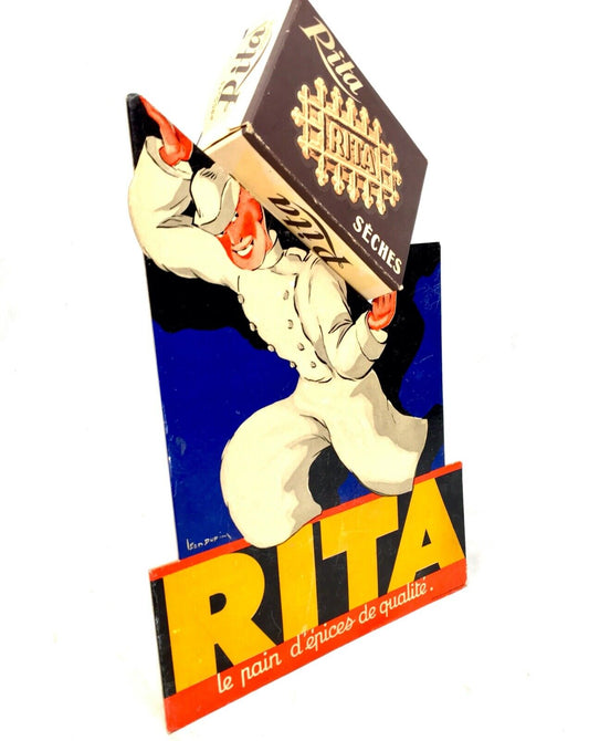 Antique Advertising - 1930s French Bakery Counter Show Card for Rita Gingerbread