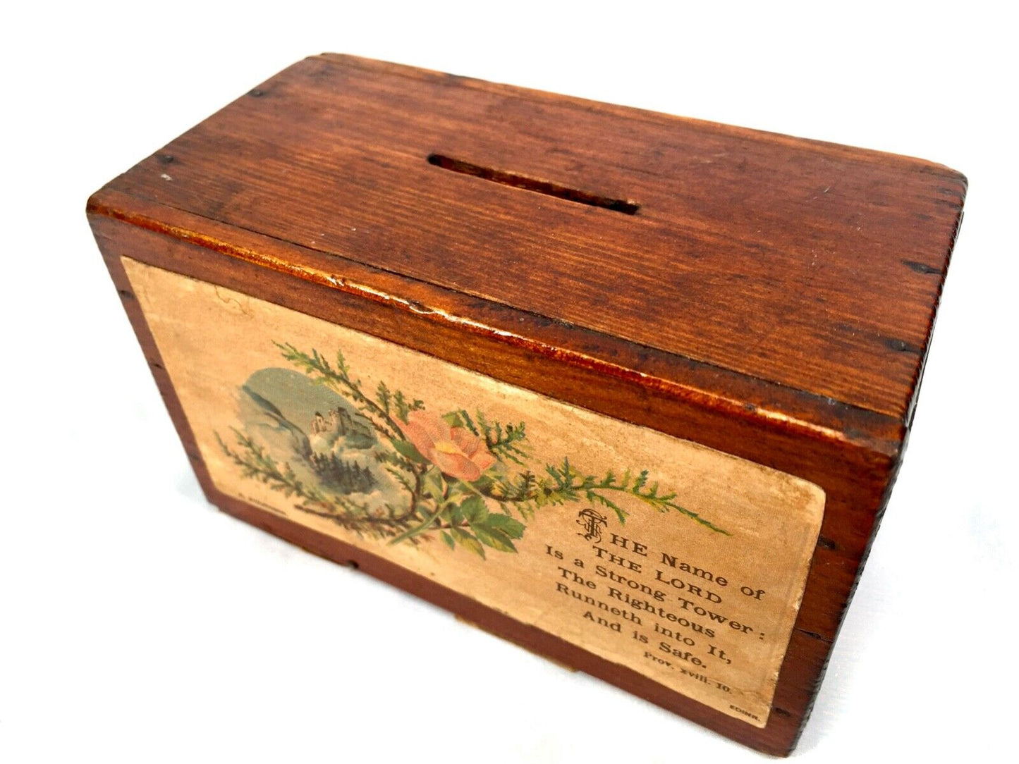 Antique Wooden Church Missionary Society Box Collection / Offering Box c.1900.