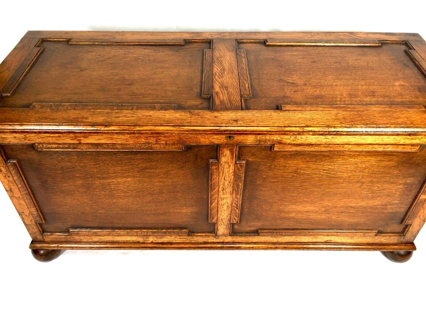 Antique Early 20th Century Oak Wooden Coffer Chest / Trunk / Blanket Box c.1930