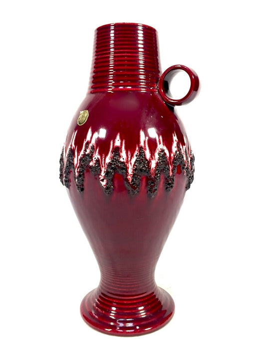 Vintage West German Pottery keramik Fat Lava Vase / Large Size / Red Jug