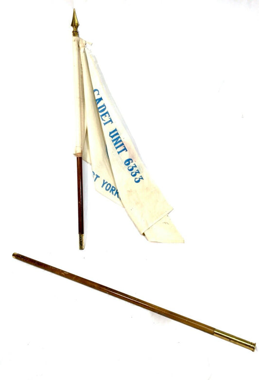 Antique Flag - Junior British Red Cross Parade on Original Wooden Flag Pole