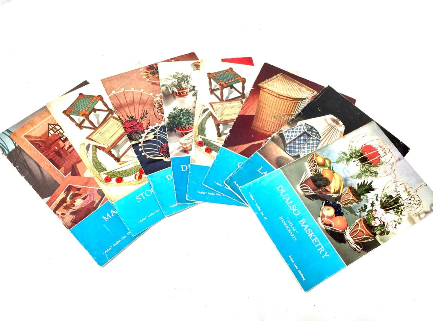 Vintage set of 8 Atlas Handicraft Booklets / Craft Guide Design Magazines /