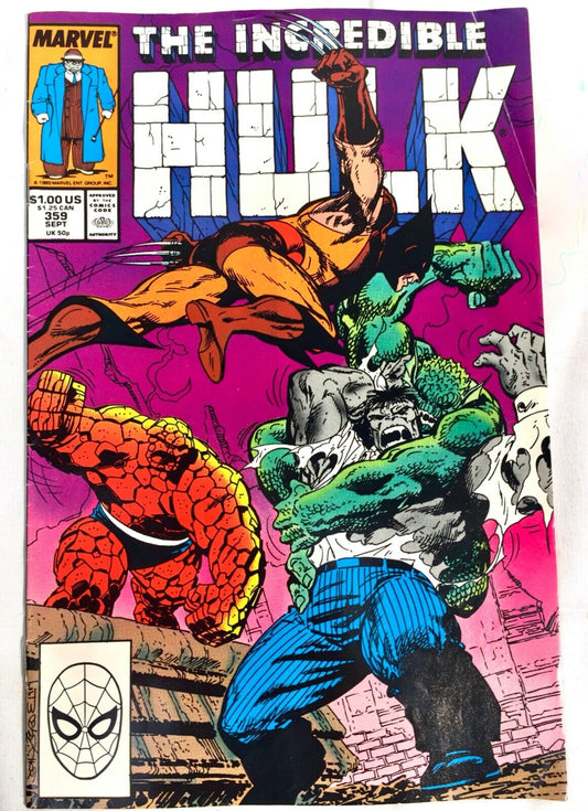 Vintage Comic Book - Marvel The Incredible Hulk Comic Issue No. 359 / 1989