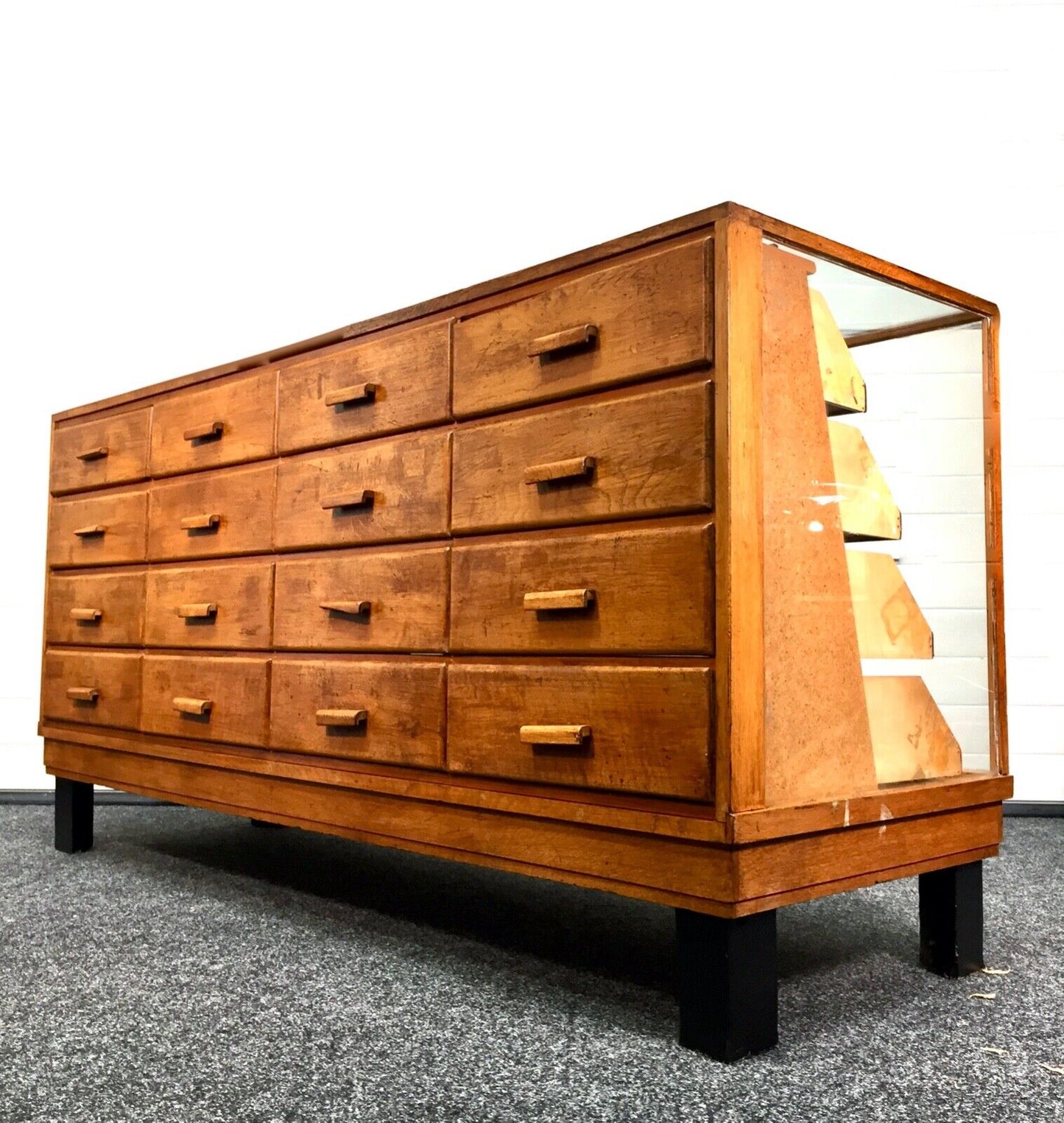 Antique Large Oak Haberdashery Cabinet Chest of Drawers / Shop Used / c.1930