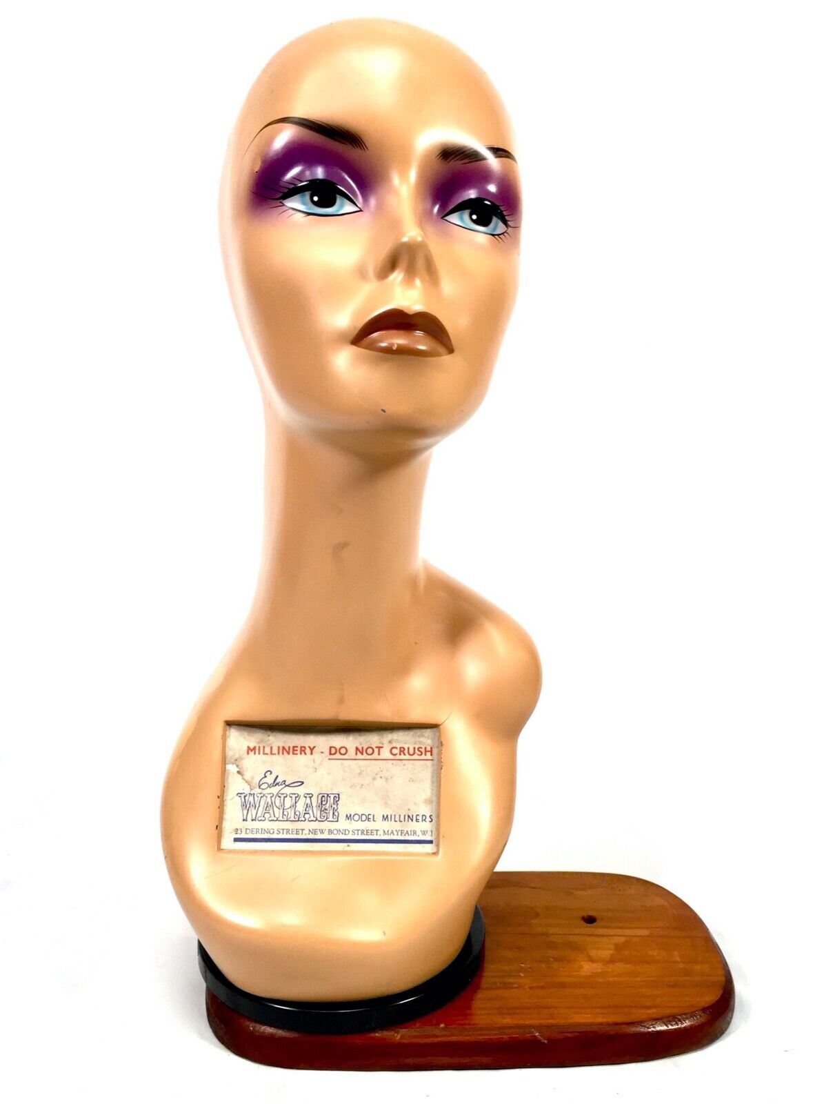 Antique Advertising - 1950s Art Deco Countertop Mannequin Head Hat Shop Display