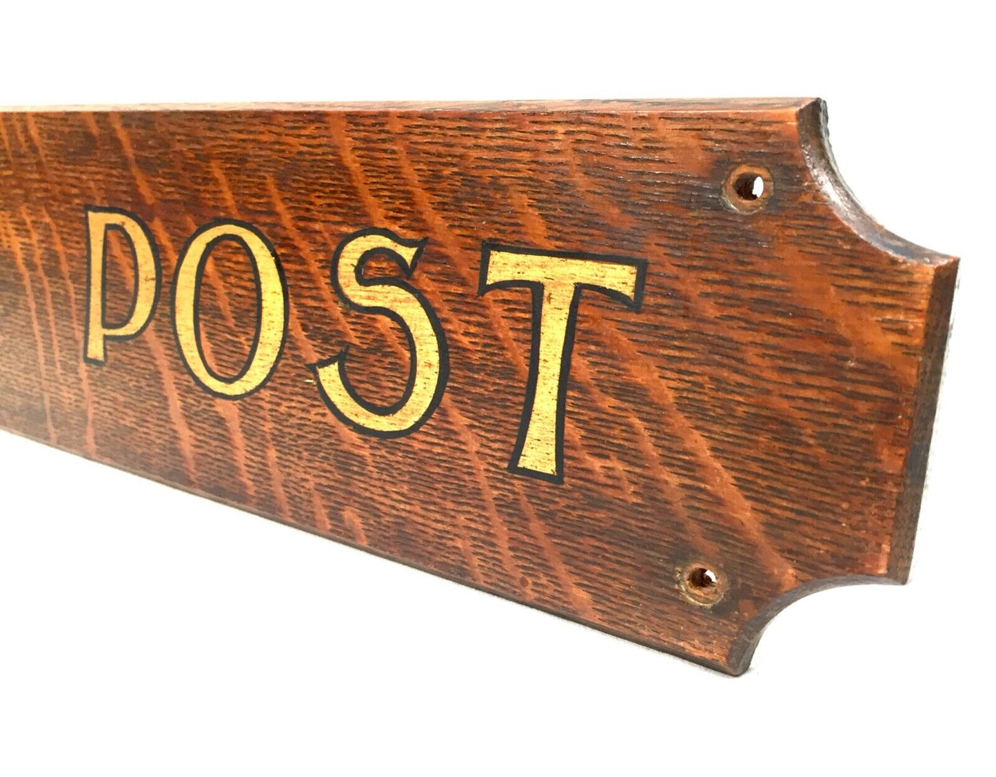 Antique Advertising - Art Deco Birmingham Post Sign on Oak Wooden Board / c1930