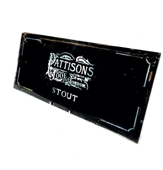 Vintage Glass Window Sign -  Salvaged - Pattisons Stout London / Brewery