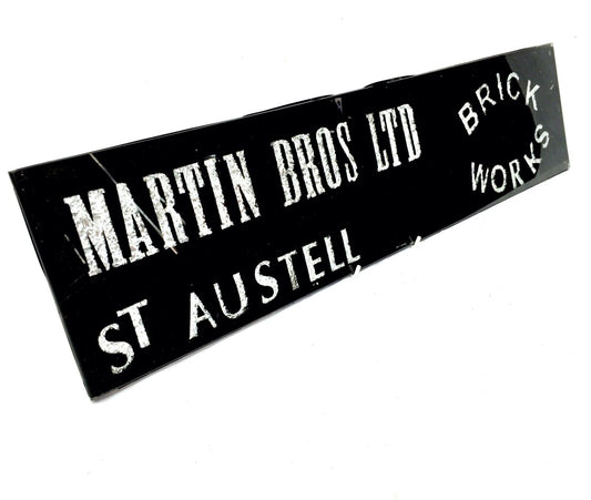 Vintage Glass Window Sign -  Salvaged - Martin Bros Ltd St Austell Brick Works