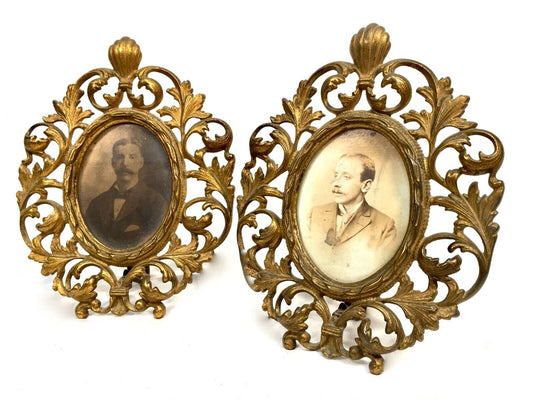 Antique Pair of Victorian Brass Photo Frames/ Picture Frame / Art Nouveau c.1890