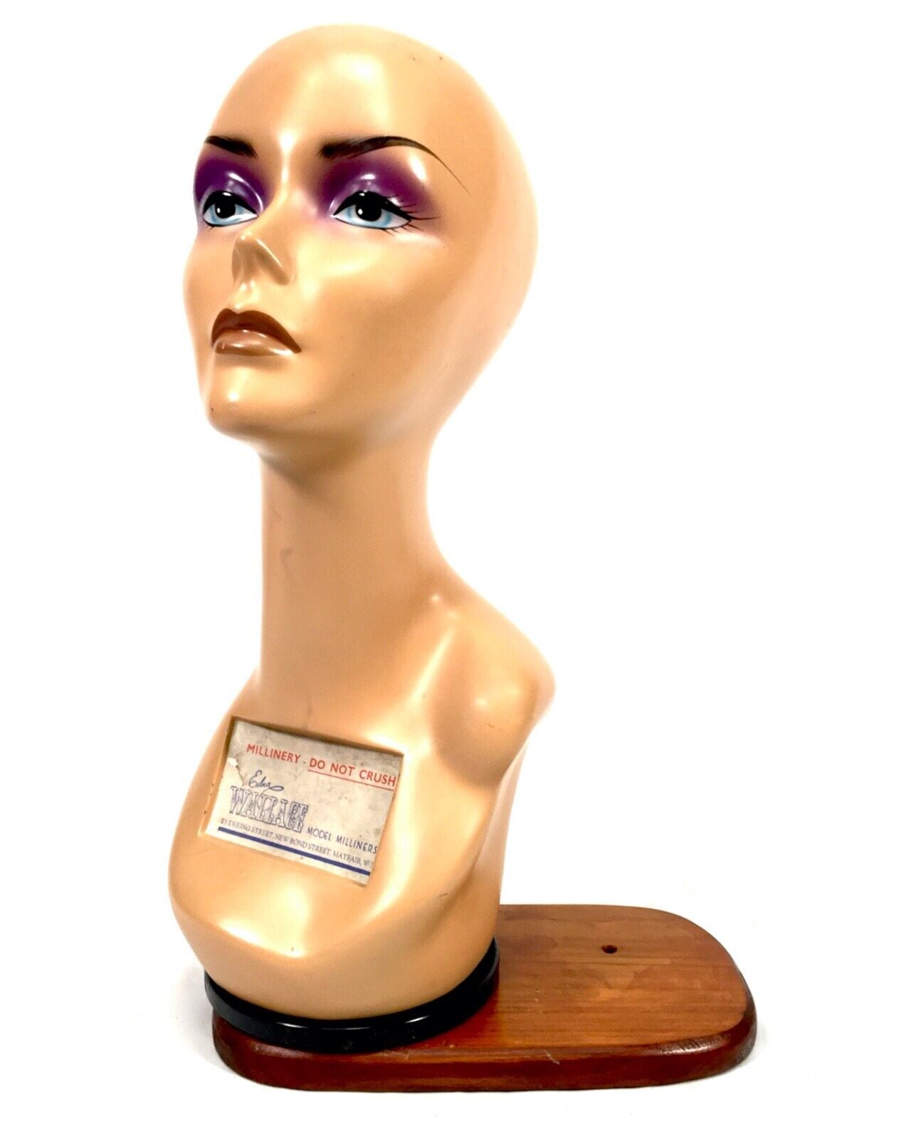 Antique Advertising - 1950s Art Deco Countertop Mannequin Head Hat Shop Display