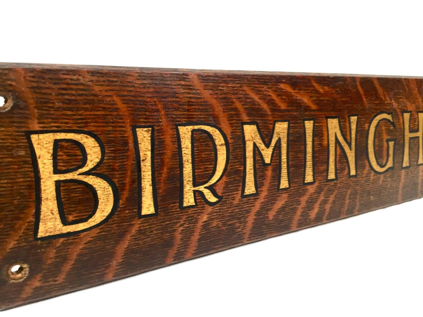 Antique Advertising - Art Deco Birmingham Post Sign on Oak Wooden Board / c1930