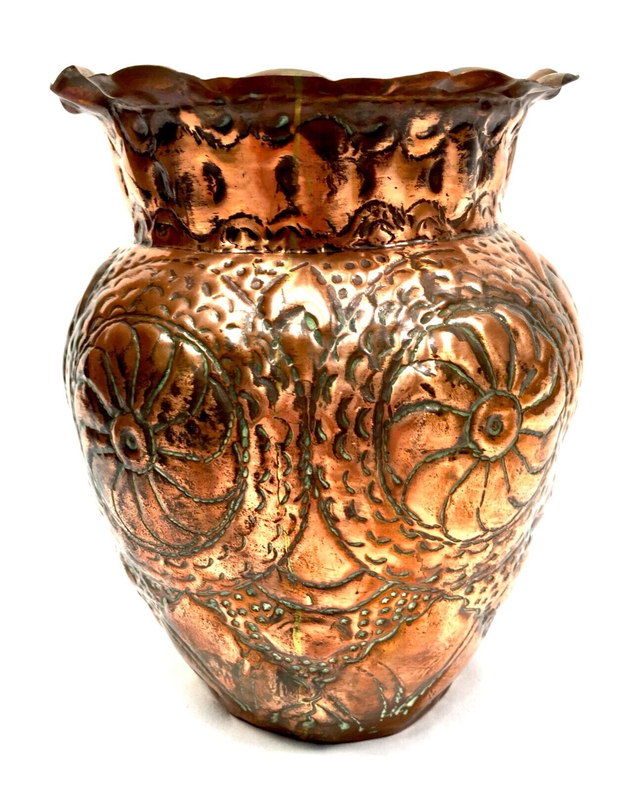 Antique Arts & Crafts Movement Copper Display Vase / Flowers c.1900