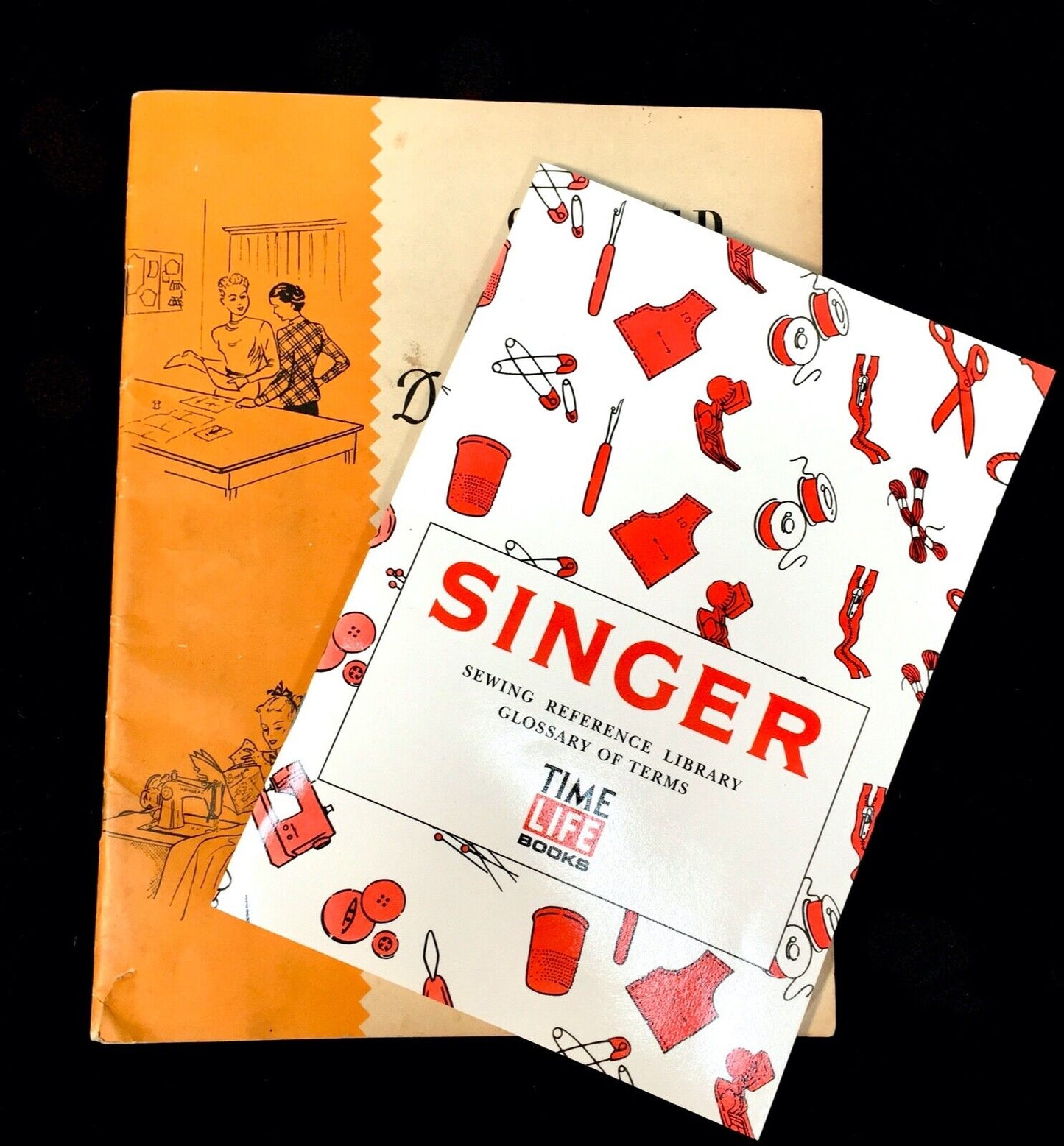 Pair of Singer Sewing Machine Books - Dressmaking Guide & Reference Library