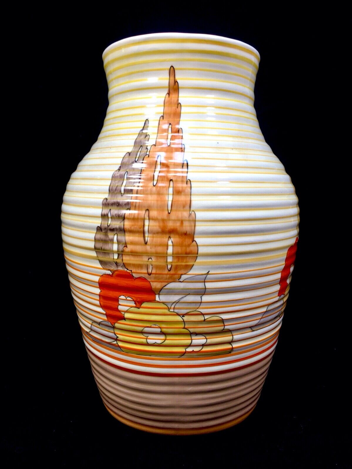 Antique Clarice Cliff - Orange Capri Lotus Jug Large / c1934 / Art Deco Pottery