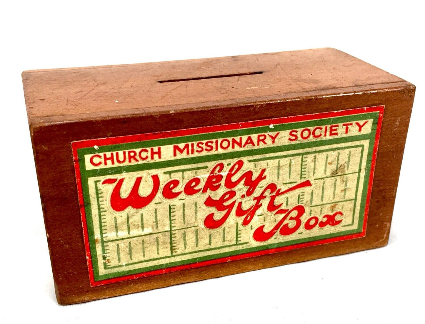 Antique Wooden Church Missionary Society Box Collection / Offering Box c.1900