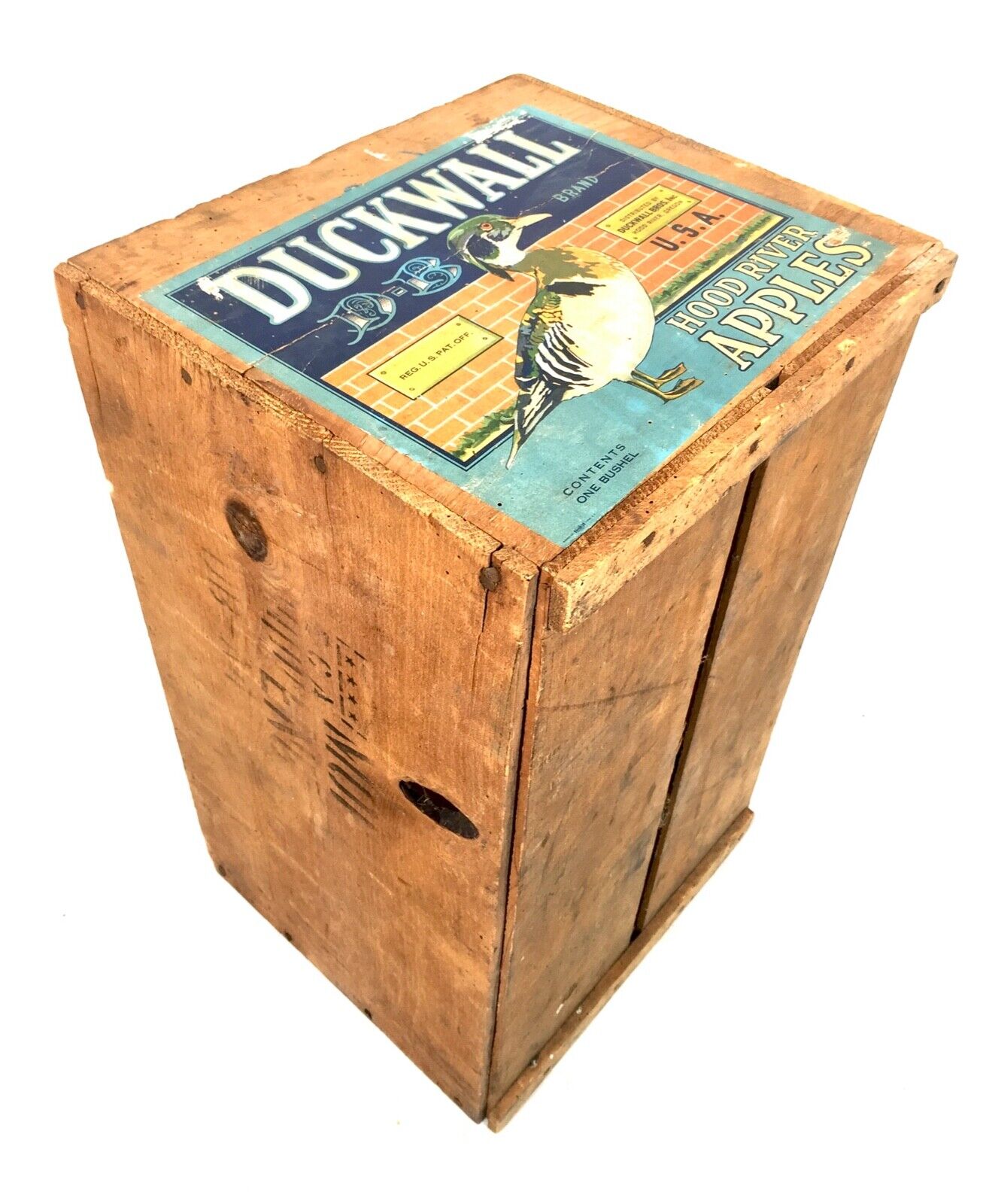 Antique Advertising - Duckwall Brothers Hood River Apples Wooden Fruit Crate Box