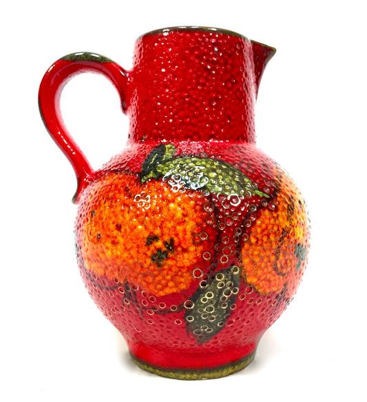 Vintage West German Pottery Scheurich Keramik Vase / Jug Red Fruit / Retro 1970s