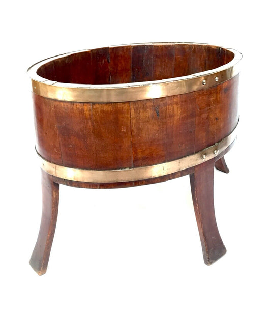 Antique Large Teak Wooden Planter with Copper Banding by Champion & Co London