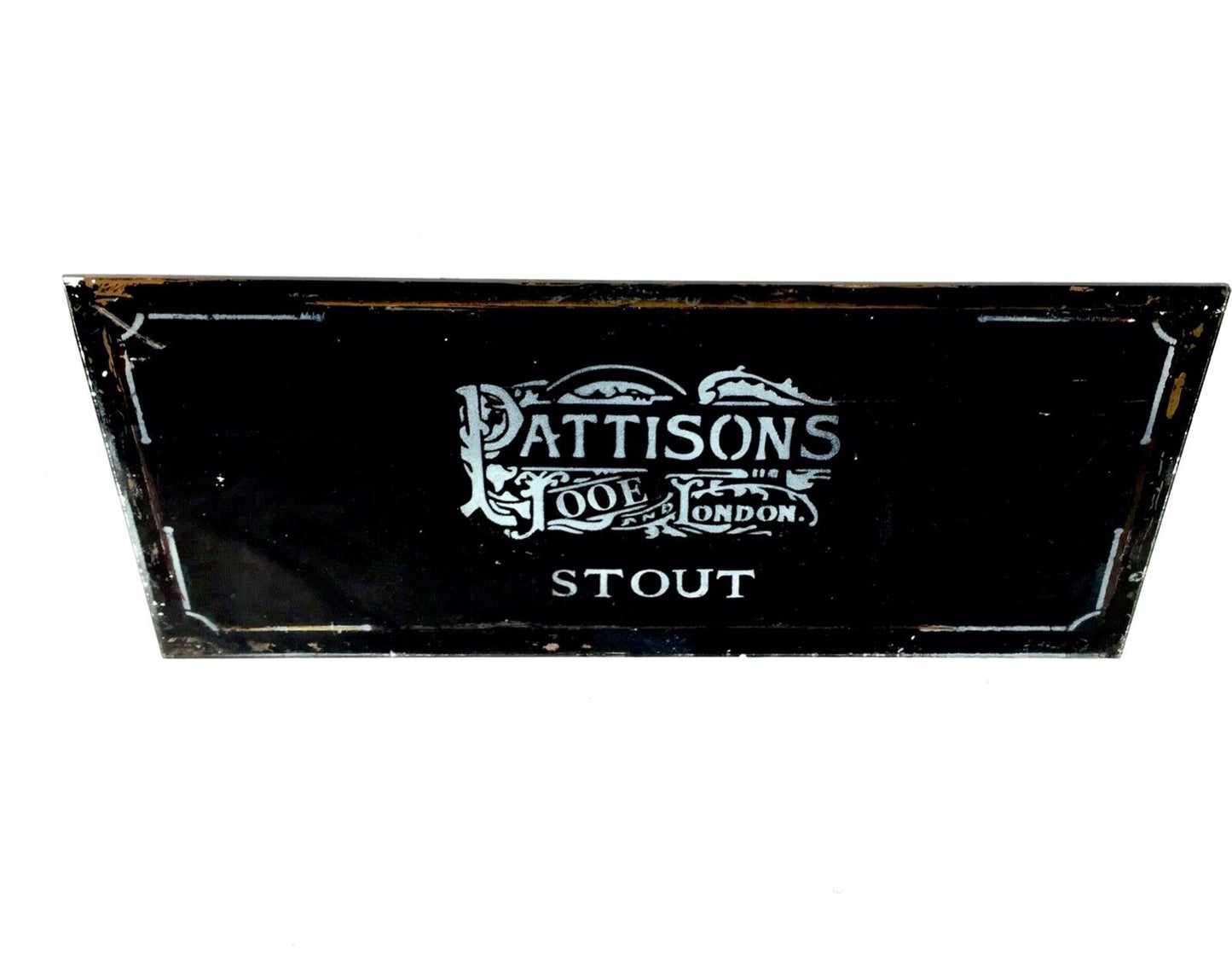 Vintage Glass Window Sign -  Salvaged - Pattisons Stout London / Brewery