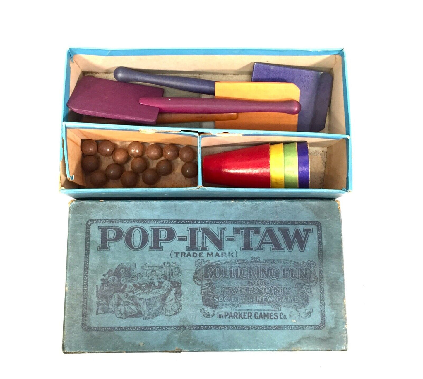 Vintage Edwardian Tabletop Parlour Game by Parker Bros - Pop-in-Taw c.1907