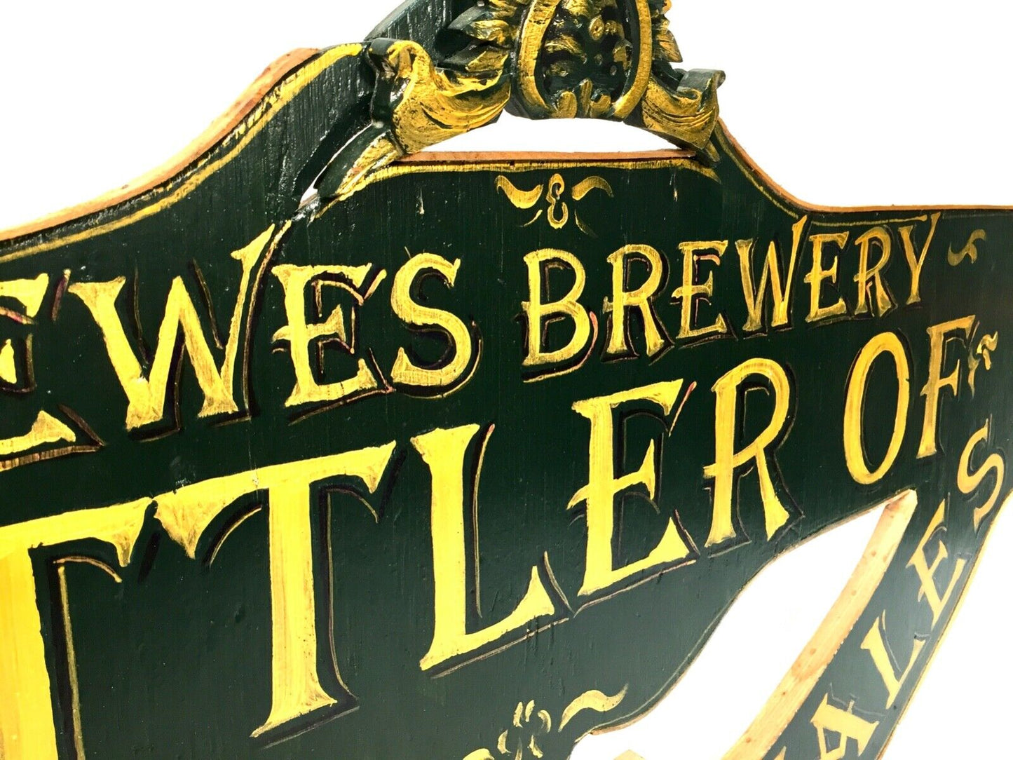 Vintage Advertising Sign for Lewes Brewery Paint on Wooden Board / Large Antique