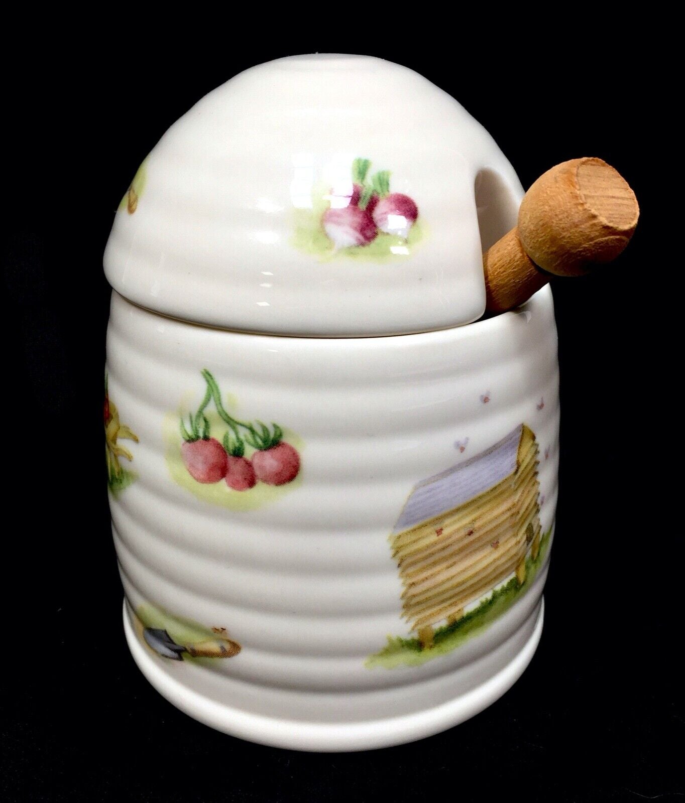 Aynsley Edwardian Kitchen Garden Honey Pot  / 1990s Pottery / Vintage