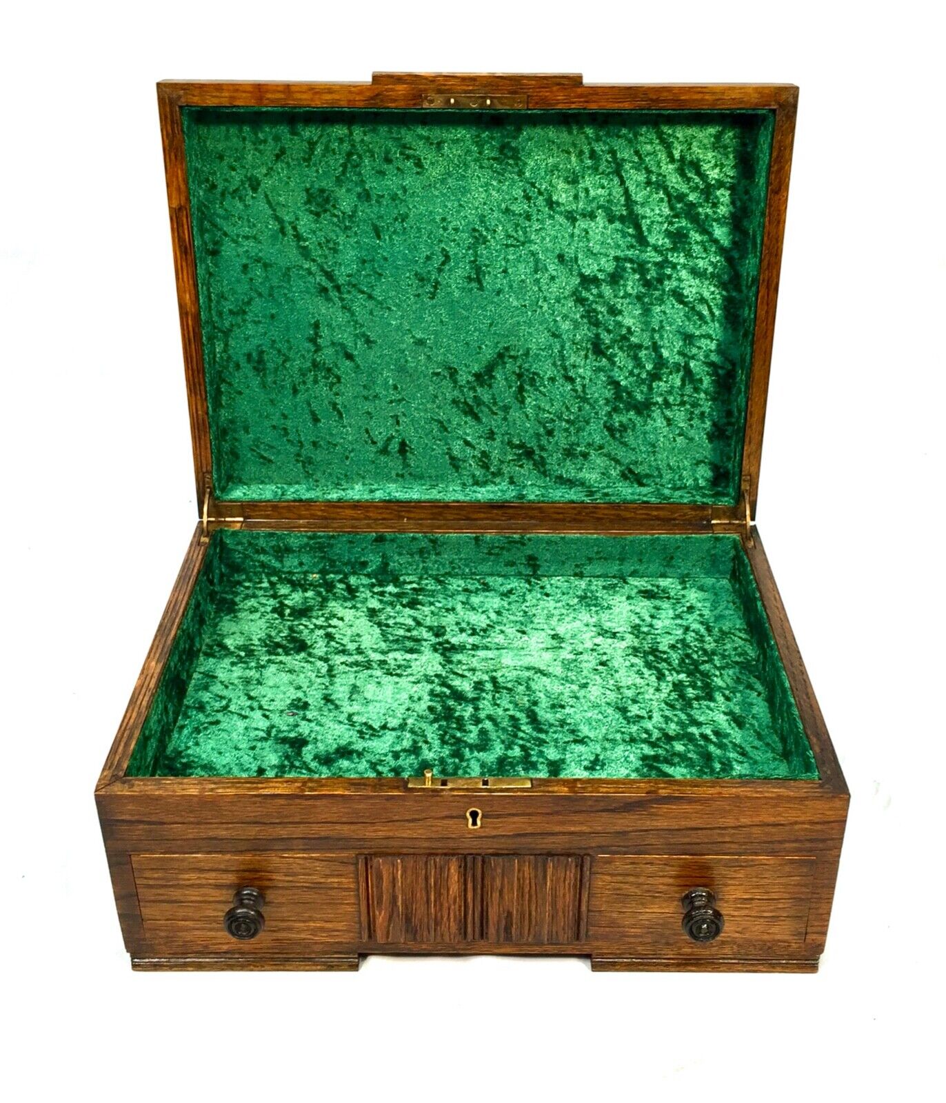 Antique Wooden Solid Oak Jewellery / Collectors Box / Chest / c.1930s Art Deco