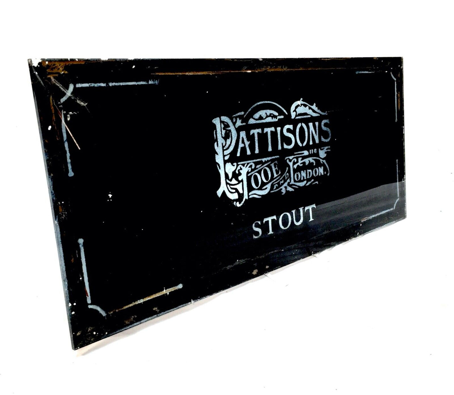 Vintage Glass Window Sign -  Salvaged - Pattisons Stout London / Brewery