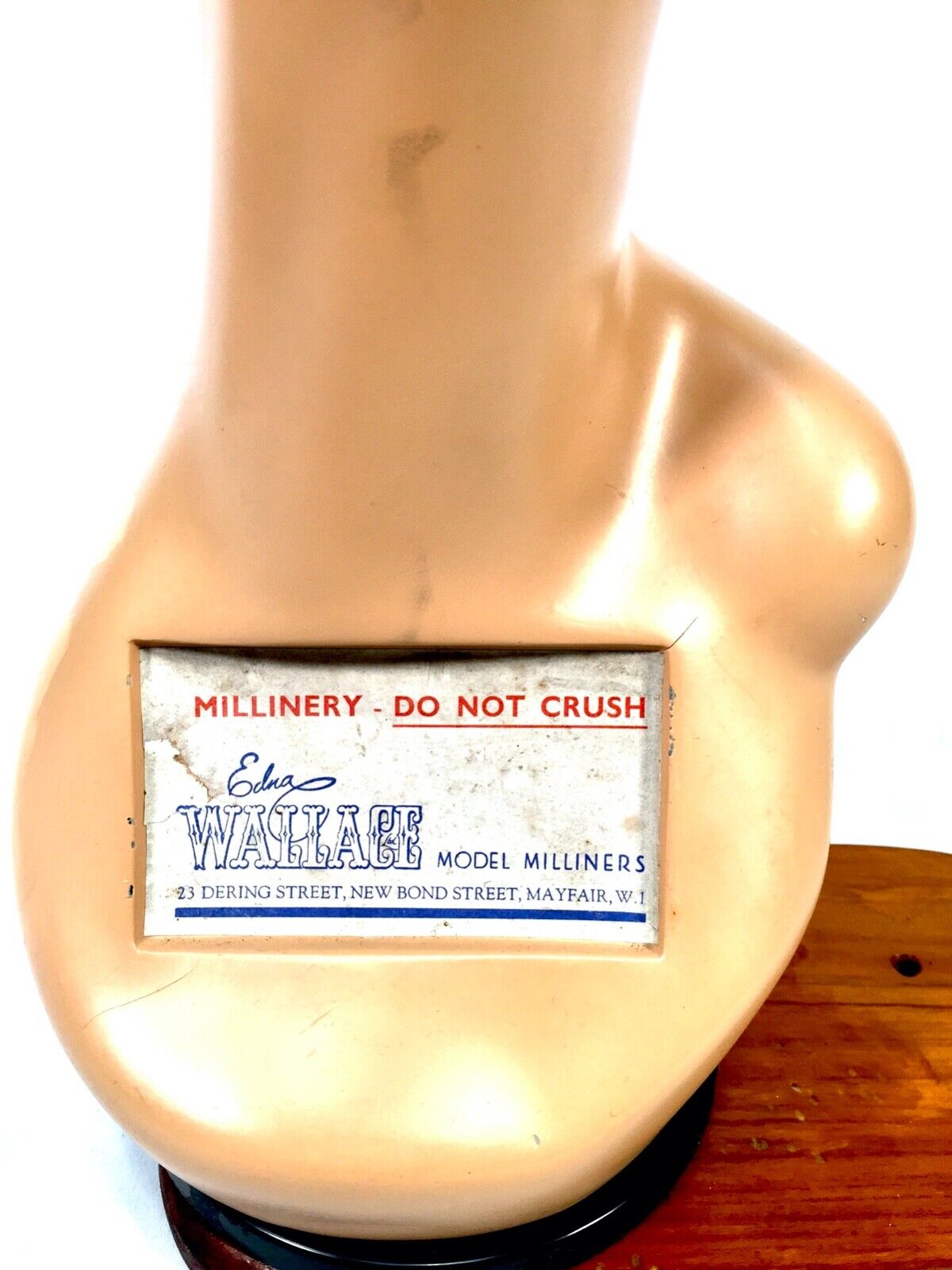 Antique Advertising - 1950s Art Deco Countertop Mannequin Head Hat Shop Display