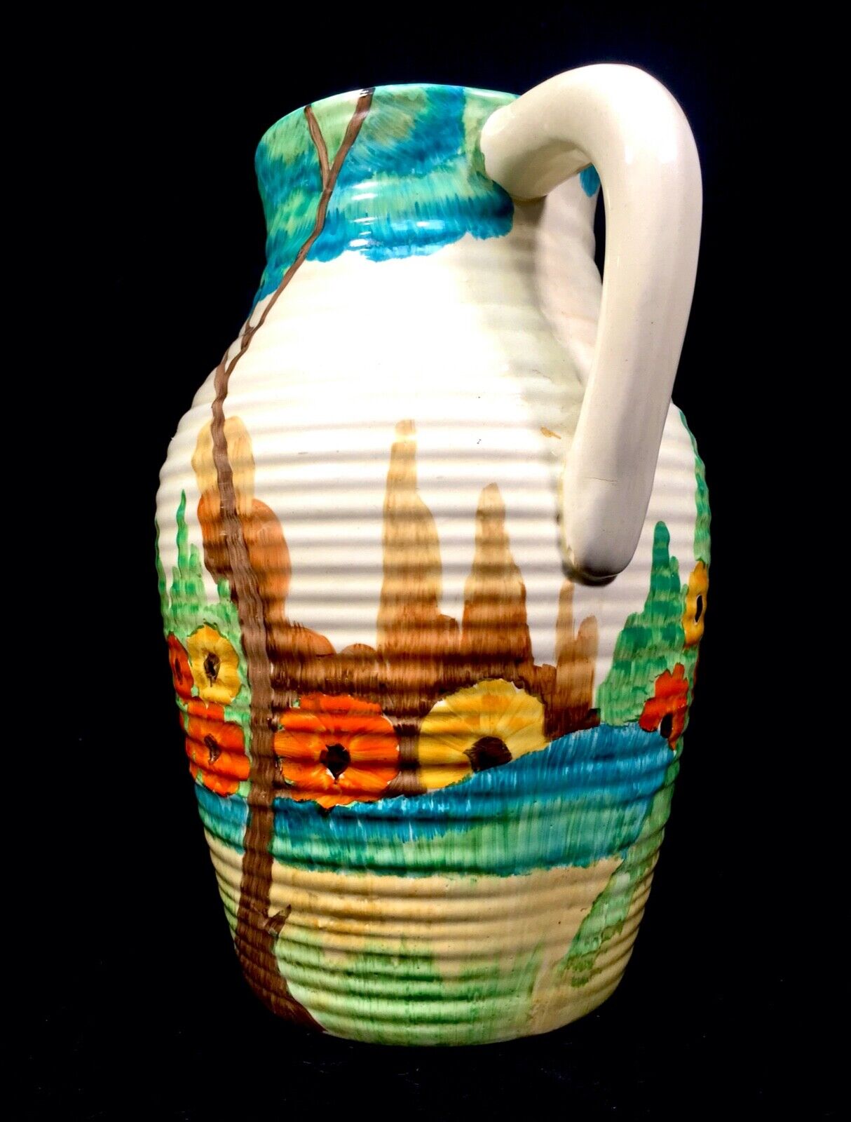 Antique Clarice Cliff - Sandon Lotus Jug Large / c1933 Art Deco Pottery Bizarre