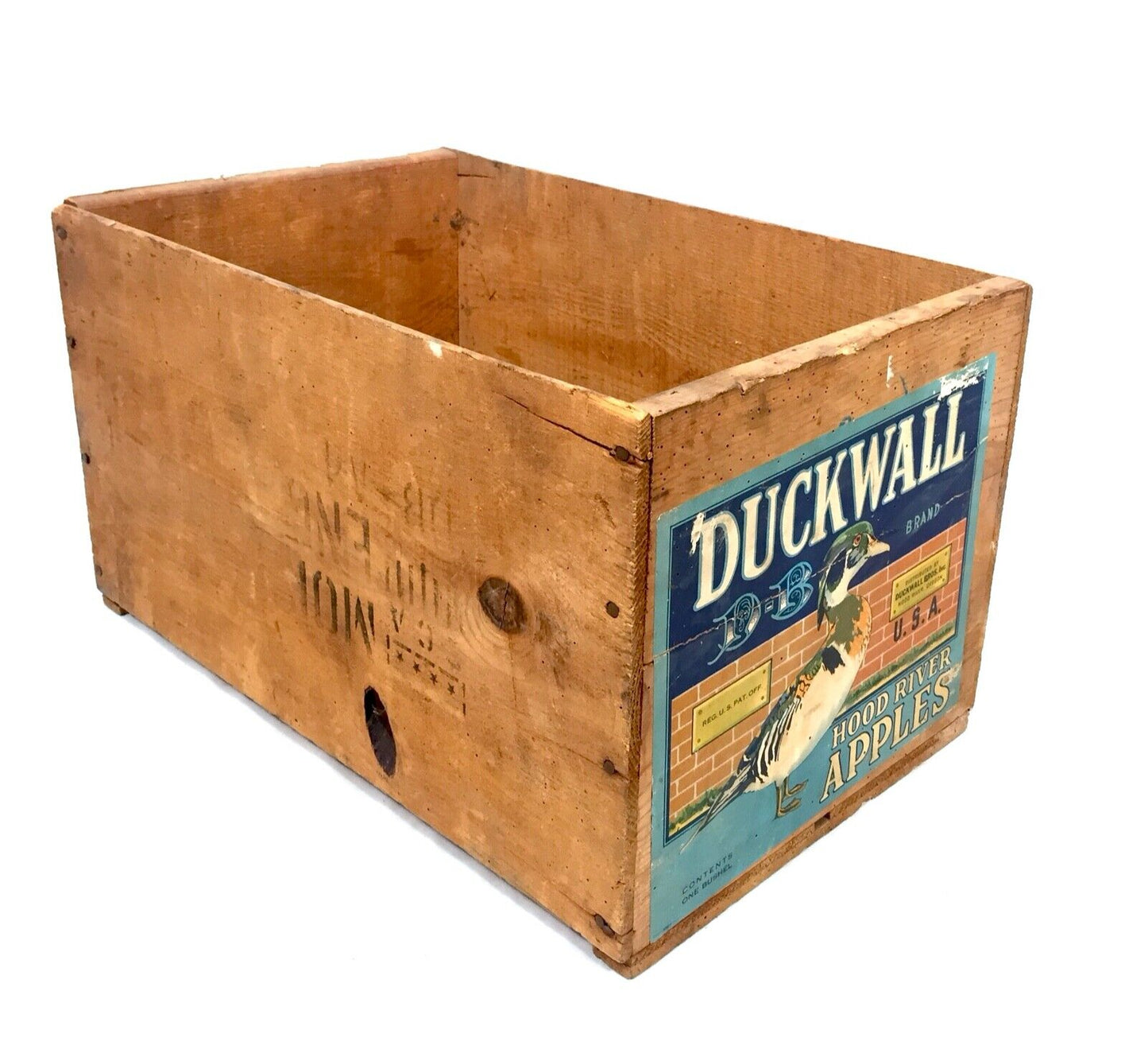 Antique Advertising - Duckwall Brothers Hood River Apples Wooden Fruit Crate Box