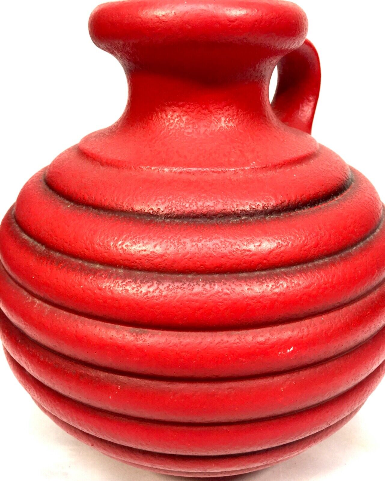 Vintage West German Pottery Fat Vase Carstens Factory / Red / Retro 1970s