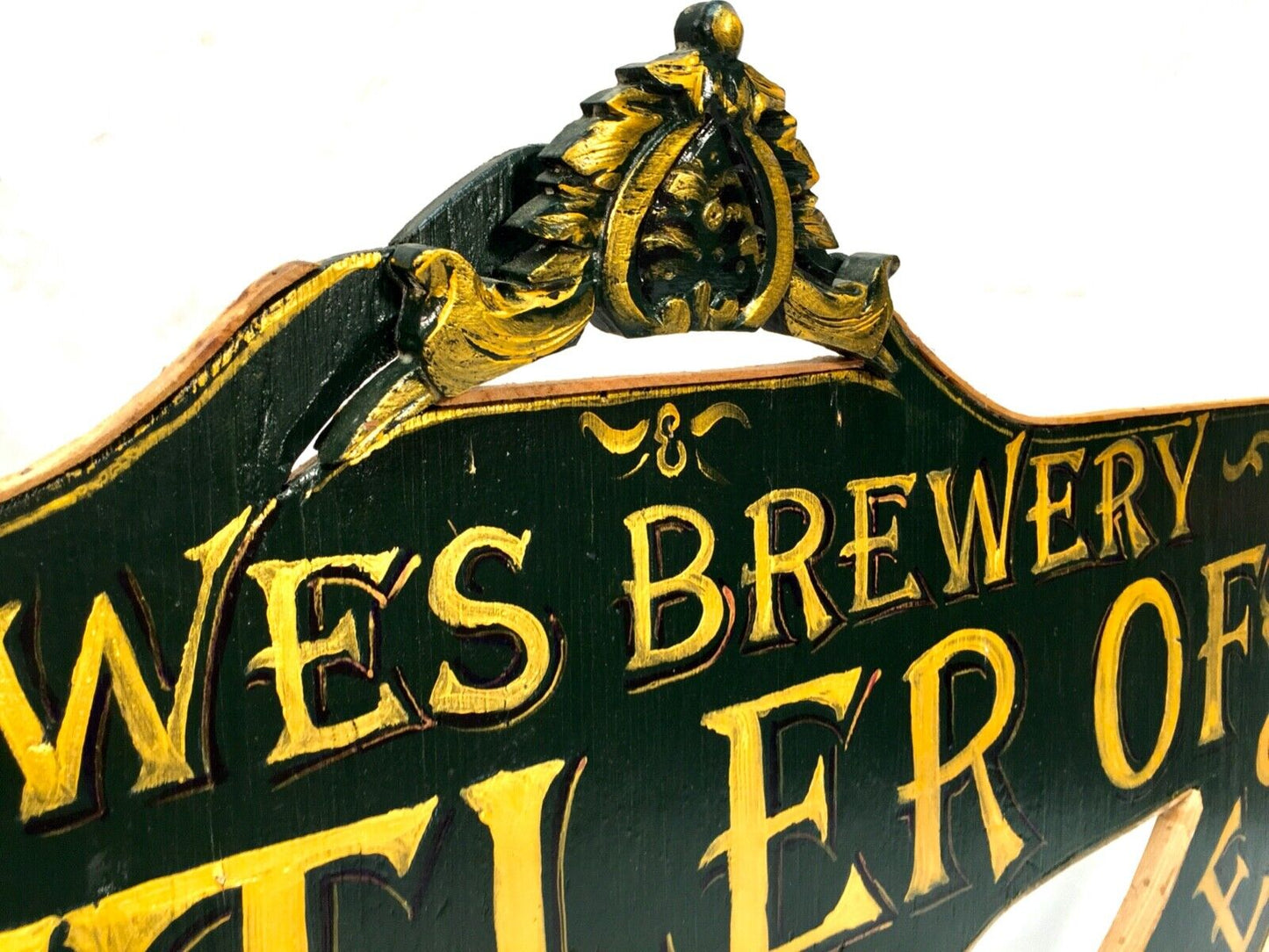 Vintage Advertising Sign for Lewes Brewery Paint on Wooden Board / Large Antique