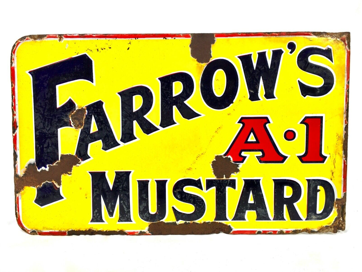 Antique Advertising - Enamel Sign for Farrows A1 Mustard / Double Sides / c.1910