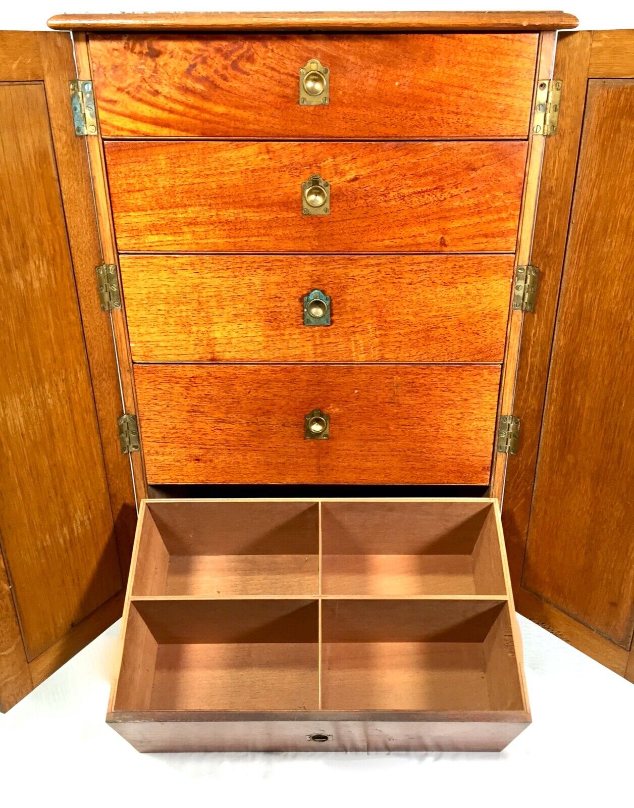 Antique 19th Century Wooden Oak Floor Standing Collectors Cabinet Chest Drawers