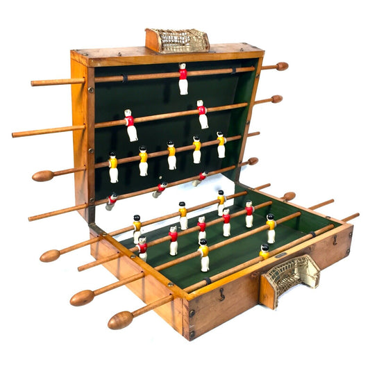 Antique French 1930s Folding Tabletop Football Foosball Game / Art Deco / Wooden