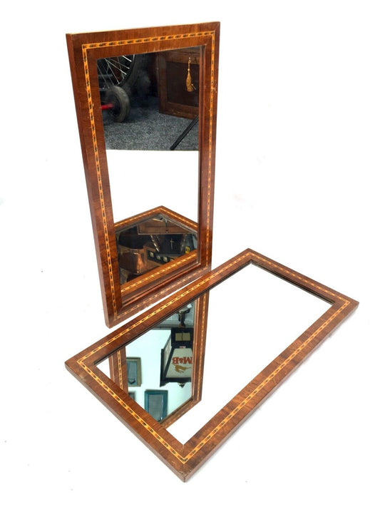 Antique Matching Pair of Inlaid Mahogany Framed Mirrors c.1910 / Edwardian