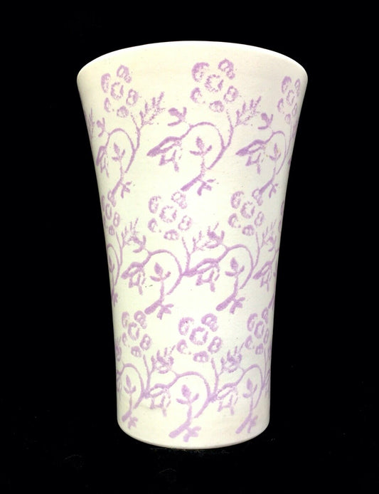 Vintage German Scheurich Pottery Vase / c.1980 / Retro / White & Purple