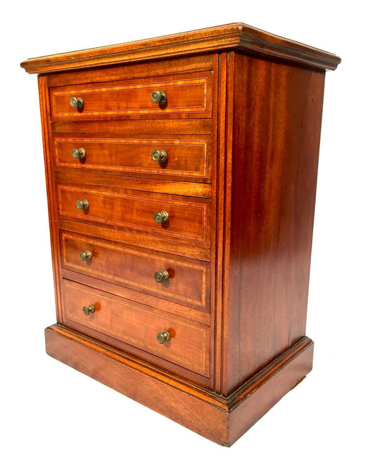 Antique Mahogany Edwardian Tabletop Collectors Filing Cabinet Chest of Drawers