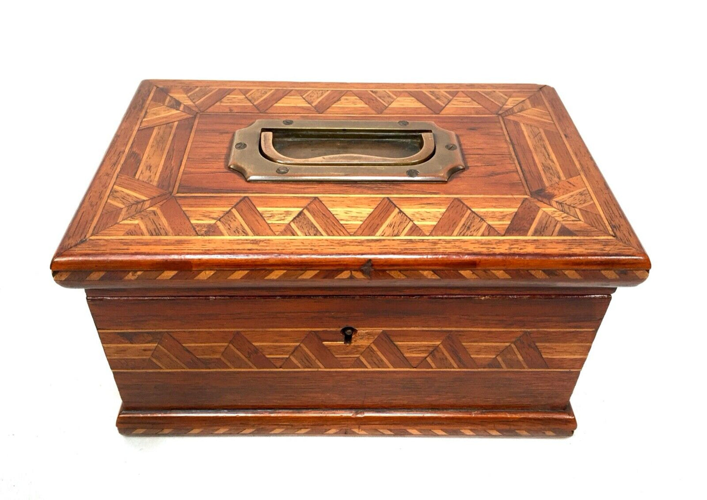 Antique Wooden Tabletop Jewellery Box Cabinet / Storage Chest c.1920