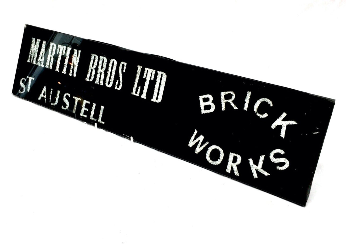 Vintage Glass Window Sign -  Salvaged - Martin Bros Ltd St Austell Brick Works