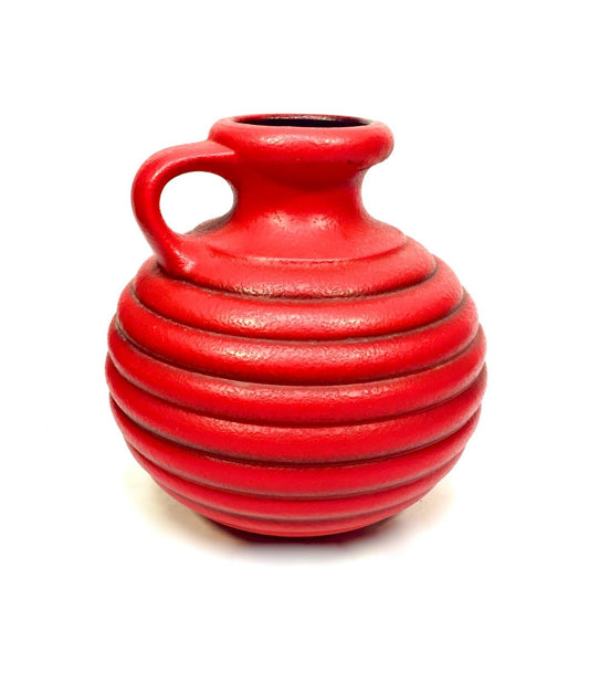 Vintage West German Pottery Fat Vase Carstens Factory / Red / Retro 1970s