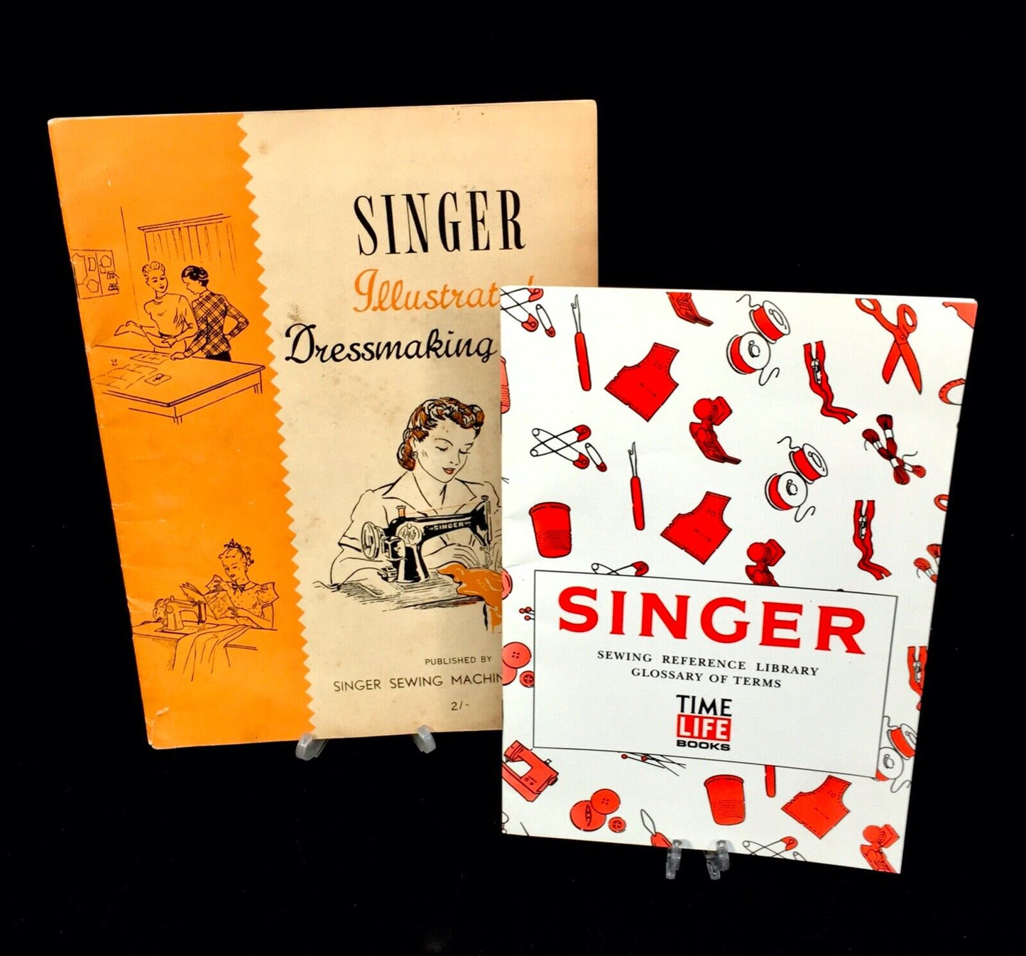 Pair of Singer Sewing Machine Books - Dressmaking Guide & Reference Library