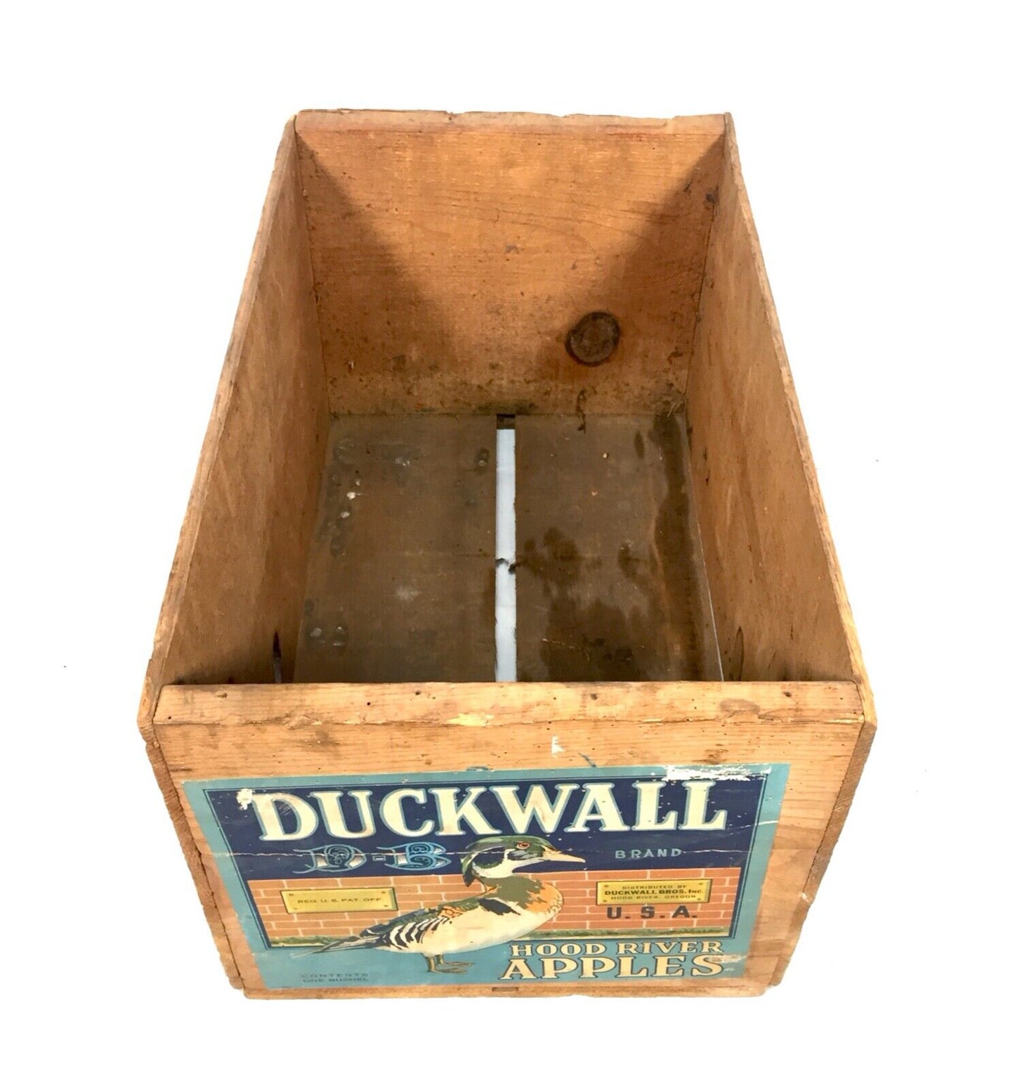 Antique Advertising - Duckwall Brothers Hood River Apples Wooden Fruit Crate Box