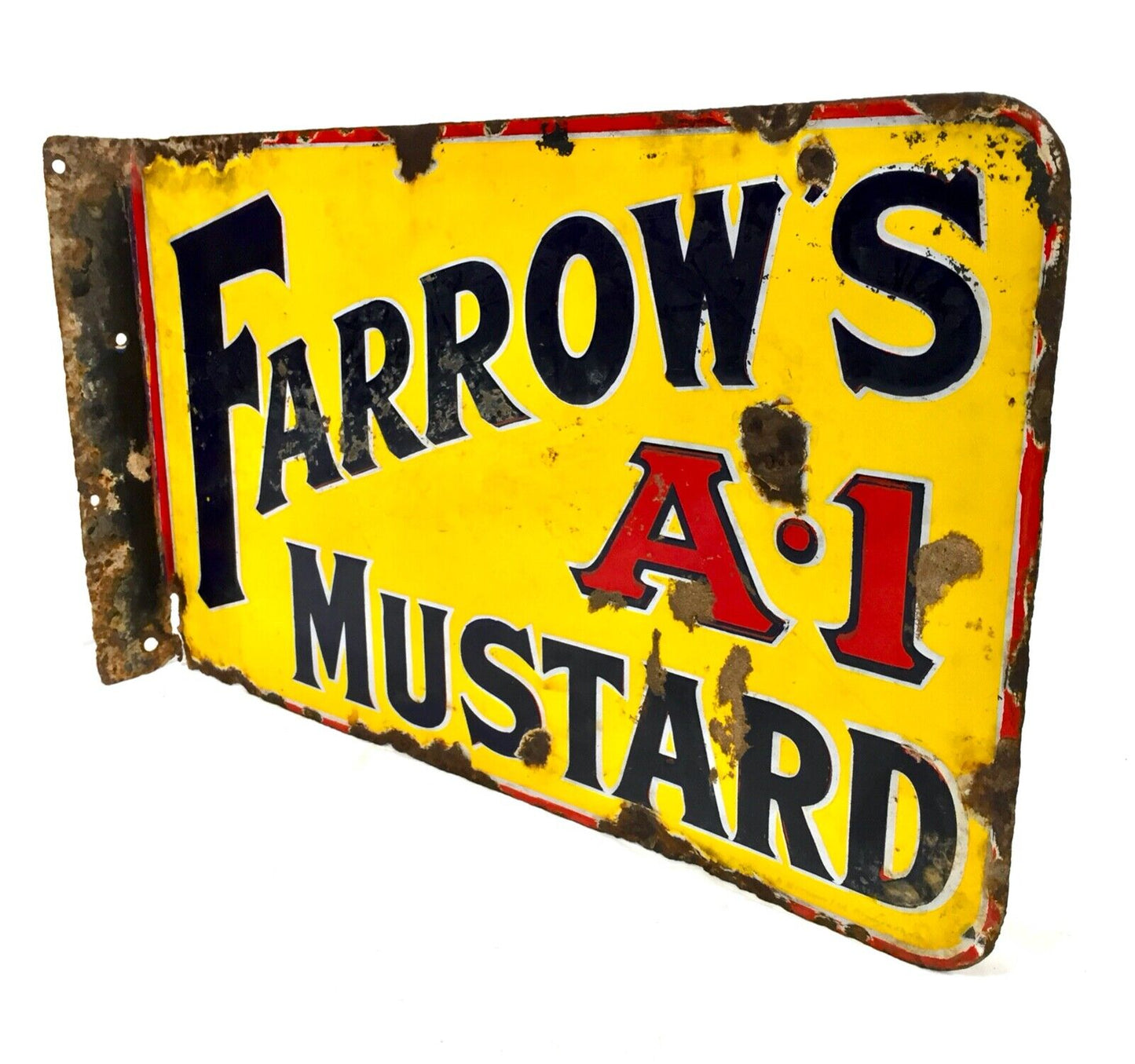 Antique Advertising - Enamel Sign for Farrows A1 Mustard / Double Sides / c.1910