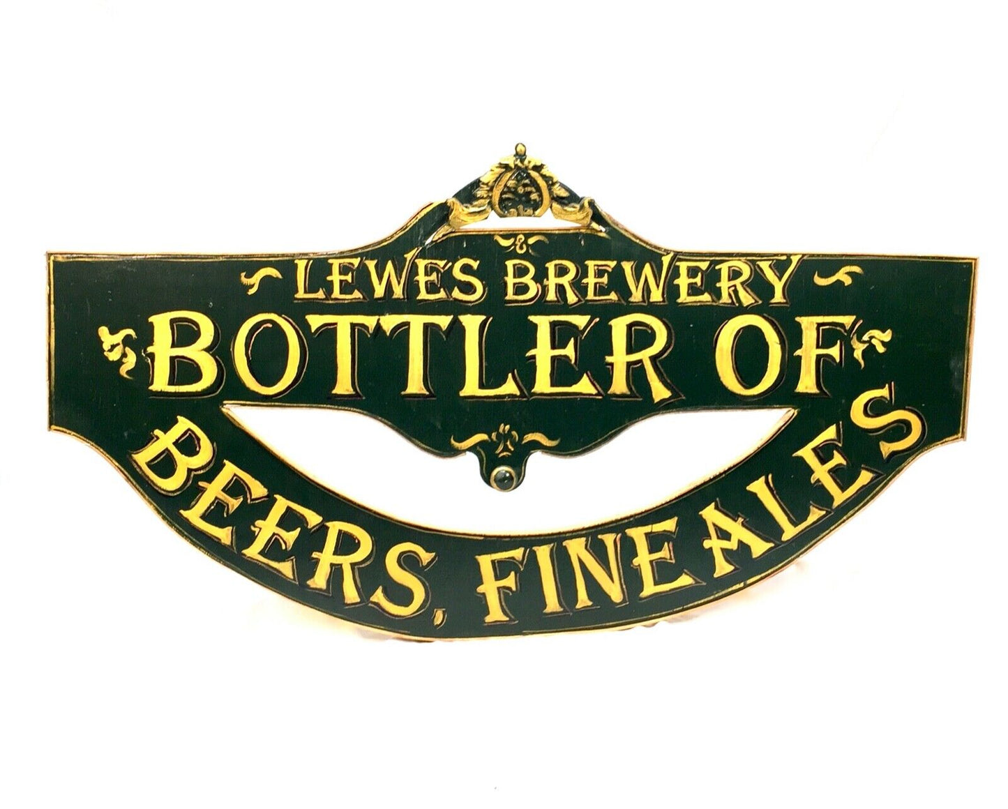 Vintage Advertising Sign for Lewes Brewery Paint on Wooden Board / Large Antique