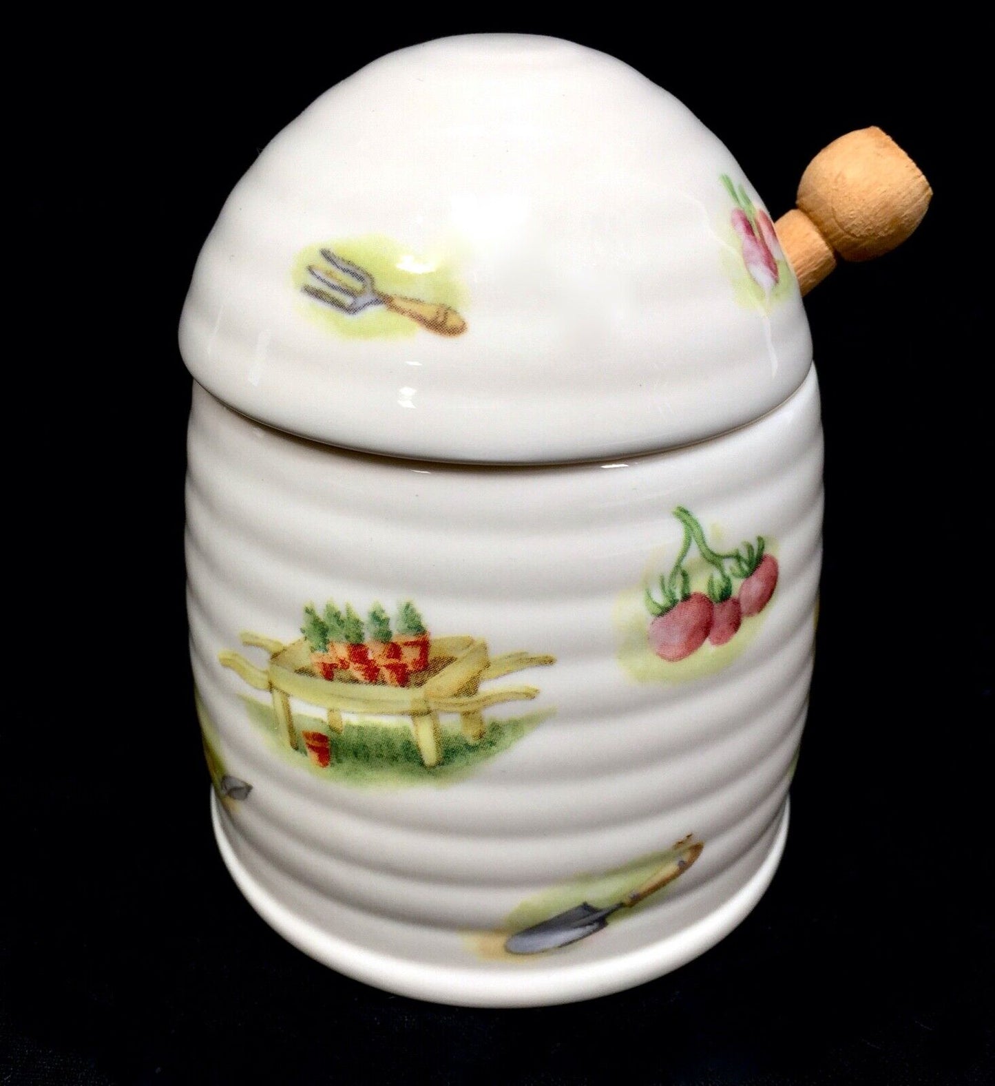 Aynsley Edwardian Kitchen Garden Honey Pot  / 1990s Pottery / Vintage