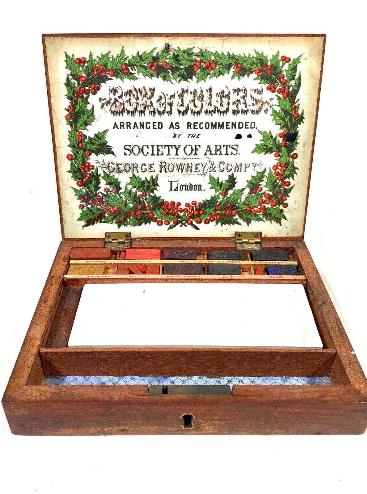 Antique George Rowney & Co Of London Artists Watercolour Paint Block Box c.1870